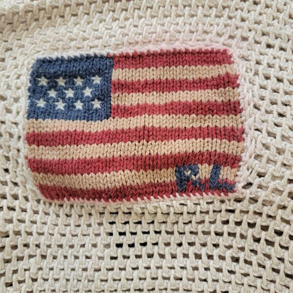 Vintage Polo Sport Ralph Lauren Crochet Knit USA Flag Sweater Women's Sz Medium - Picture 10 of 11